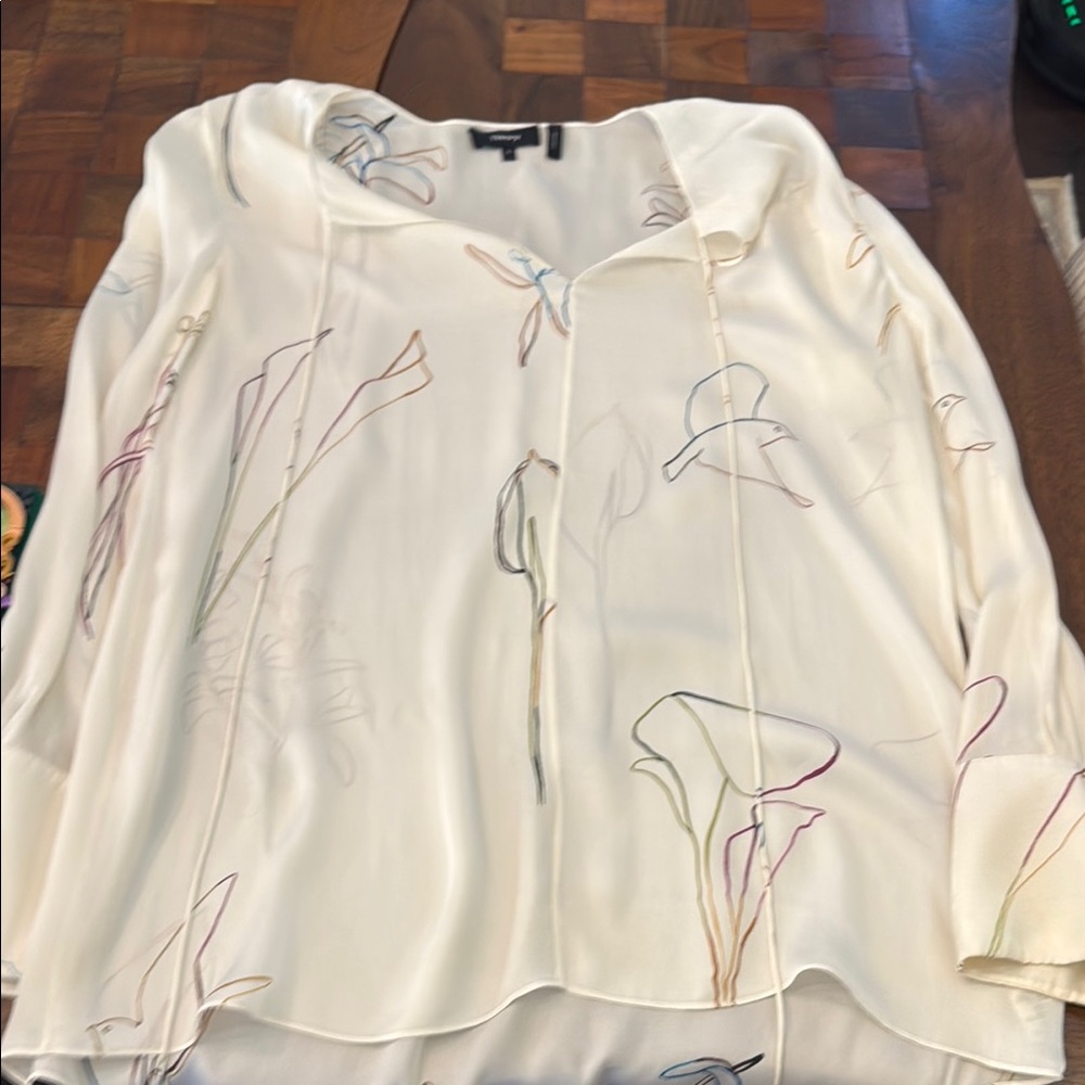 Elegant Cream Women's Theory Blouse Sz S